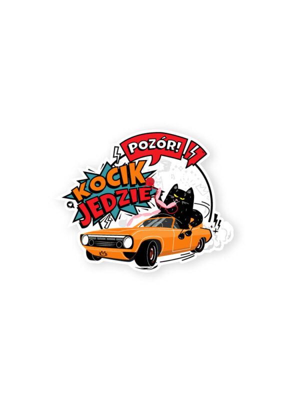 naklejka kocik jedzie