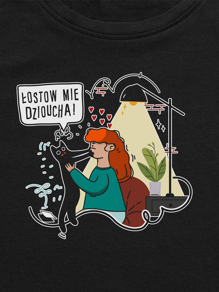 damska koszulka z kotem łostow mie dzioucha